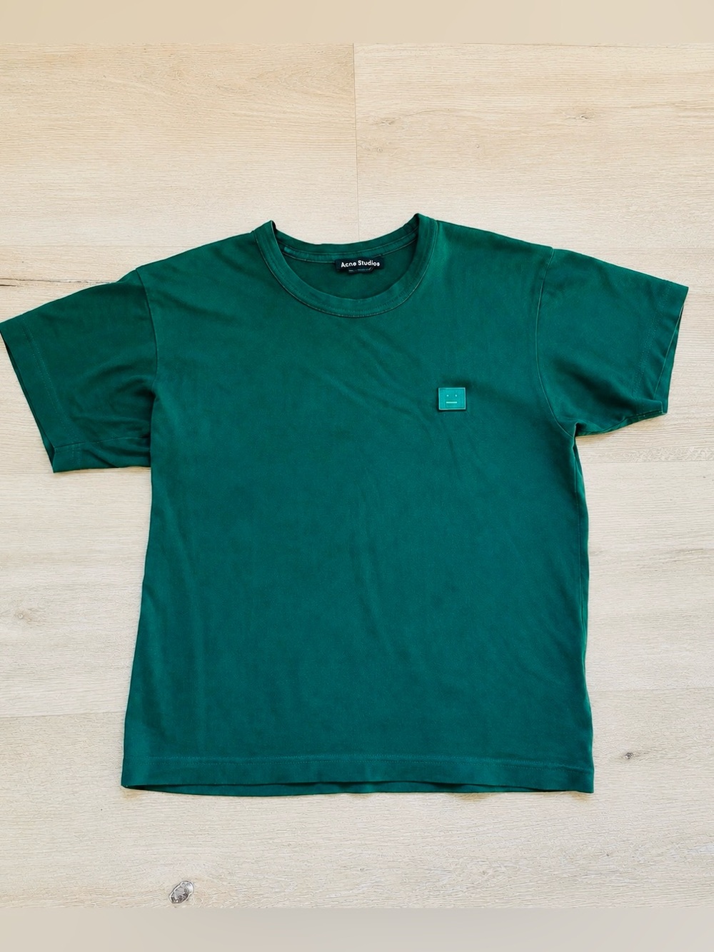 💚 Authentic Acne Studios Nash Face Tee, Forest Green, 100% Cotton, Size XS